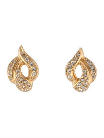 Christian Dior Clip-On Vintage Crystal Swirl Earrings