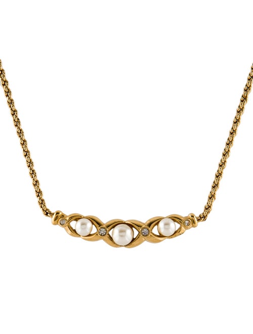 Christian Dior Faux Pearl & Crystal Collar Necklace