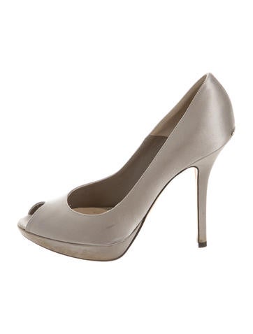 Christian Dior Satin Peep-Toe Pumps