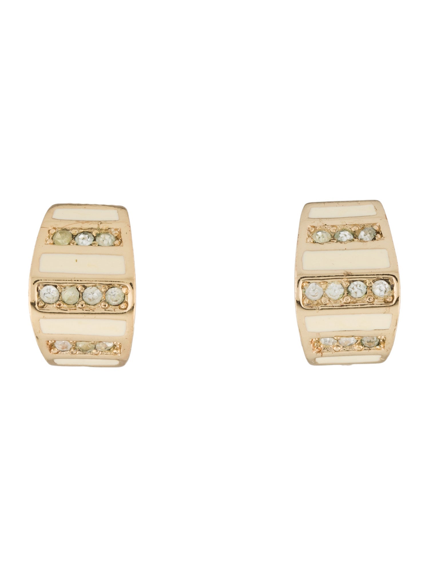 Christian Dior Vintage Crystal & Enamel Clip-On Earrings