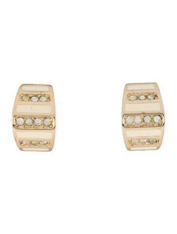 Christian Dior Clip-On Vintage Crystal & Enamel Earrings