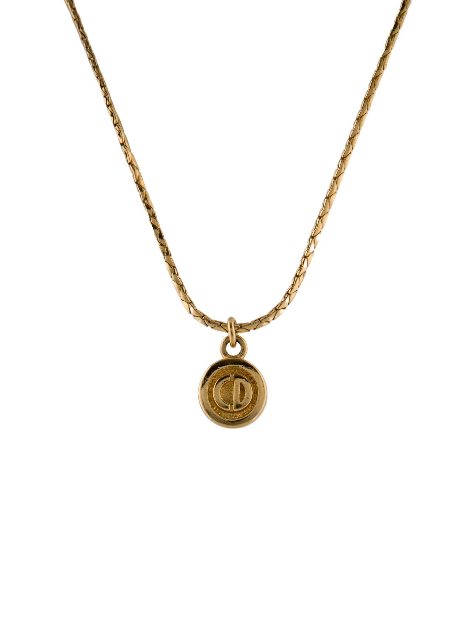 Christian Dior Vintage CD Logo Pendant Necklace