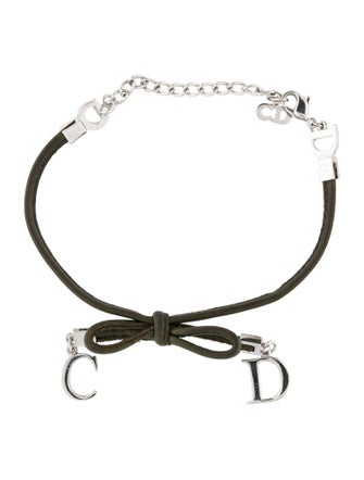 Christian Dior Leather 'CD' Bow Wrap Bracelet