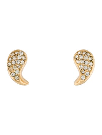 Christian Dior Vintage Crystal Teardrop Clip-On Earrings