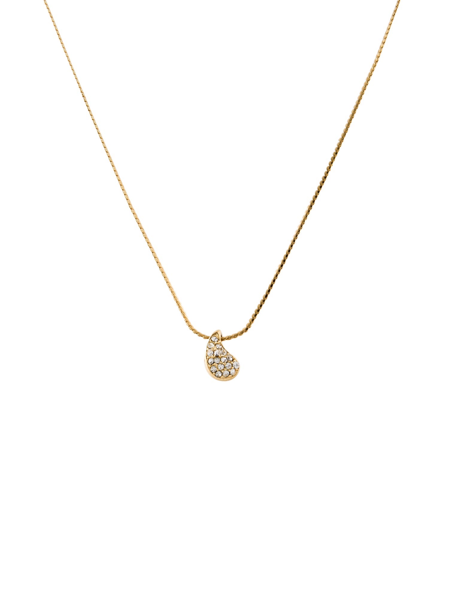 Christian Dior Vintage Crystal Teardrop Pendant Necklace