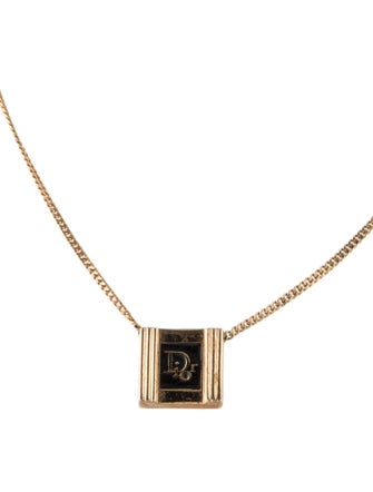Christian Dior Vintage Enamel 'CD' Pendant Necklace