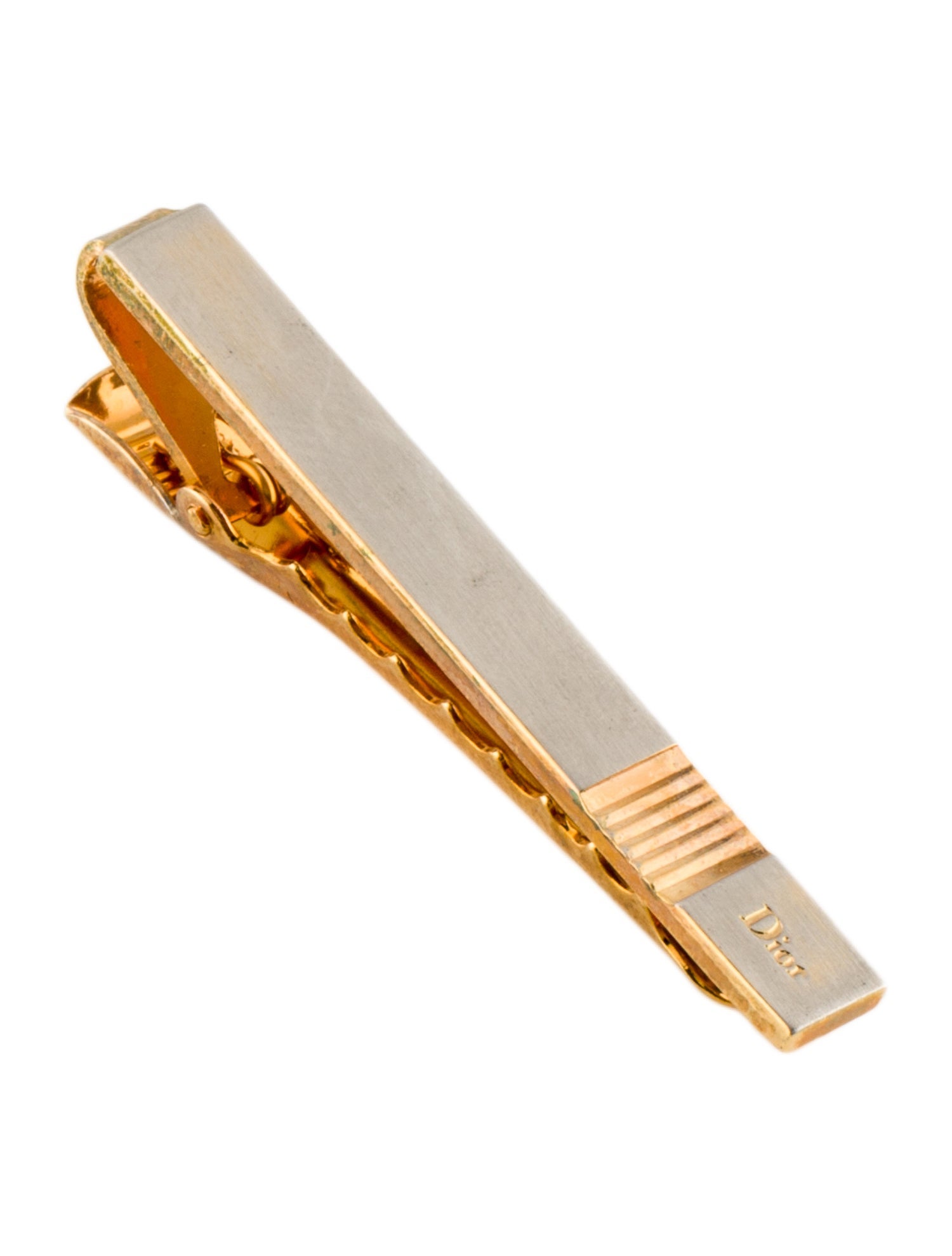 Christian Dior Vintage Two-Tone Logo Tie Clip