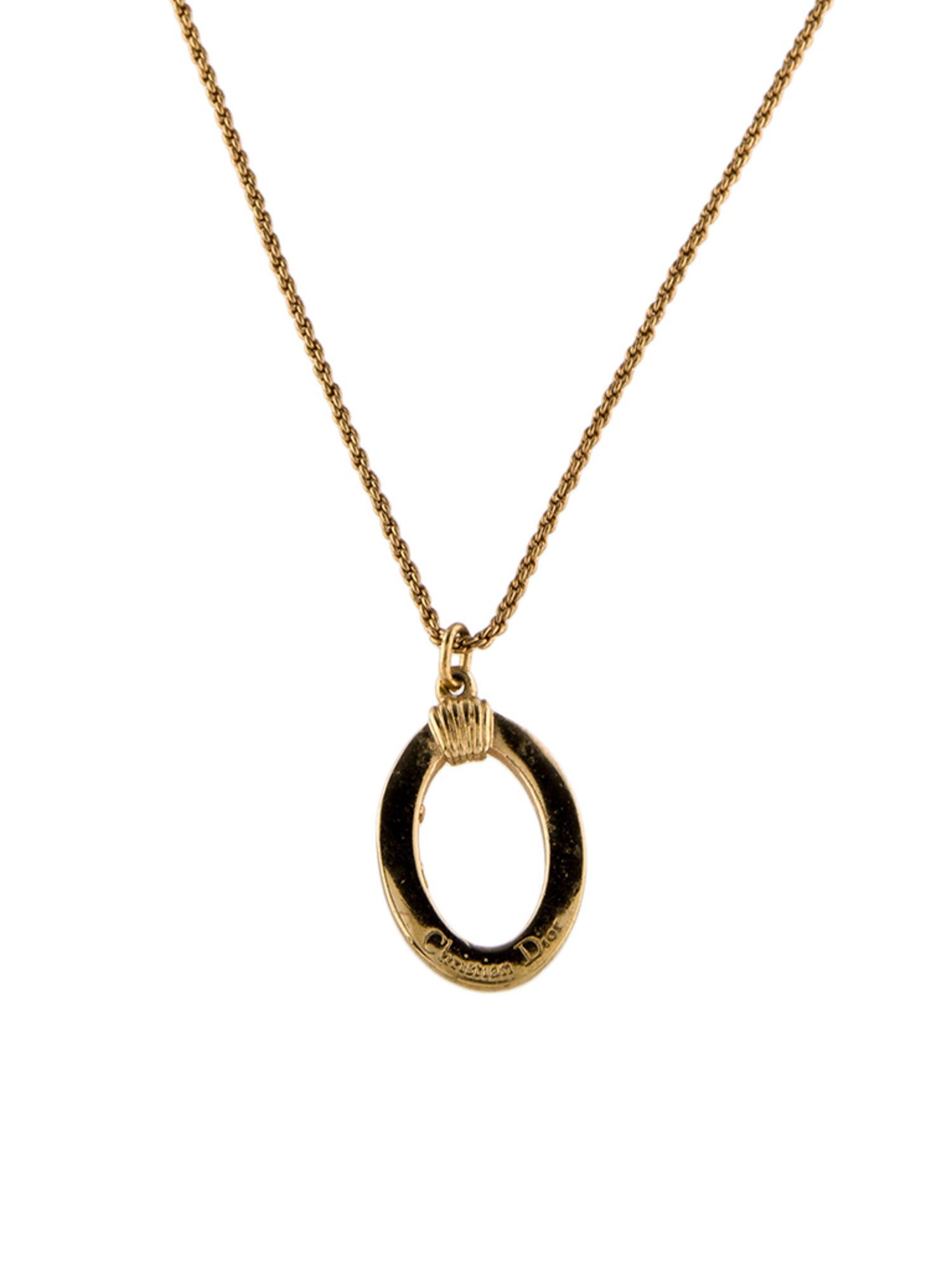Christian Dior Vintage Oval Pendant Necklace