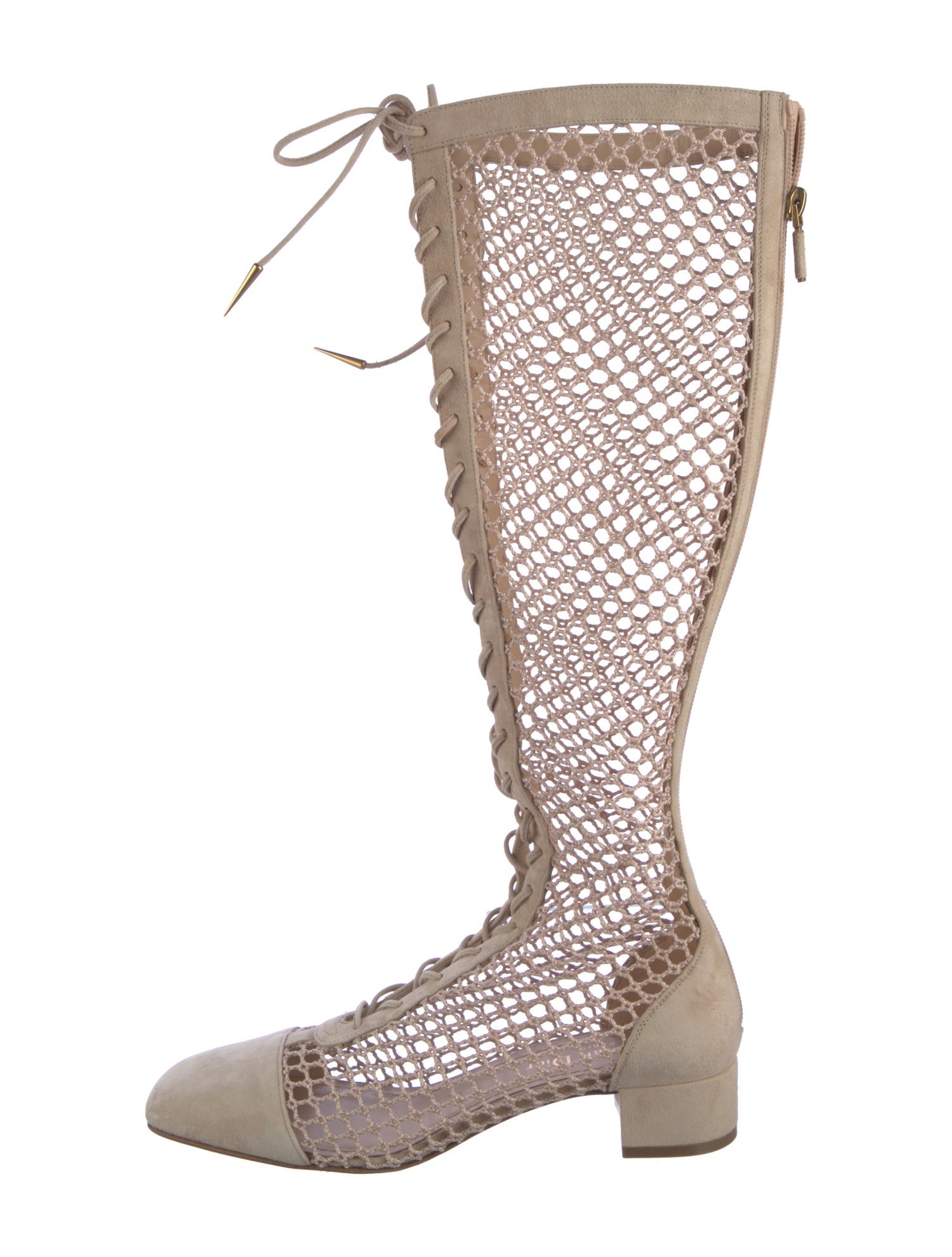 Christian Dior Suede Mesh Accents Lace-Up Boots
