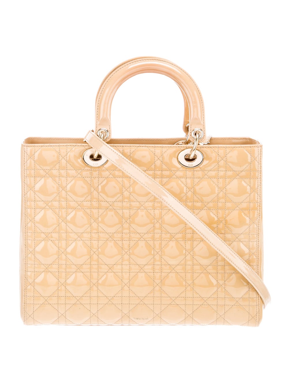 Christian Dior Cannage Lady Dior Large Yellow Handle Bags, Handbags