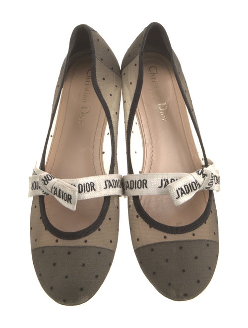 Christian Dior Polka Dot Print Mesh Accents Mary Jane Flats