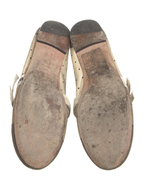 Christian Dior Polka Dot Print Mesh Accents Mary Jane Flats