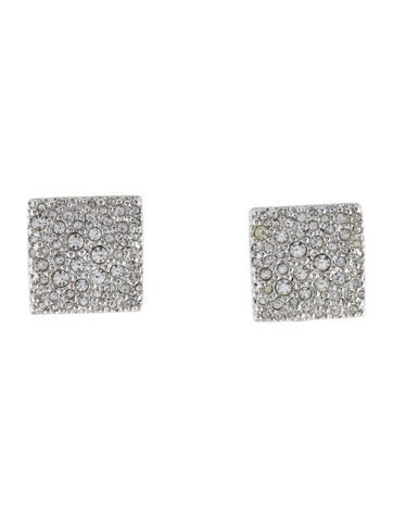 Christian Dior Clip-On Crystal Square Earrings