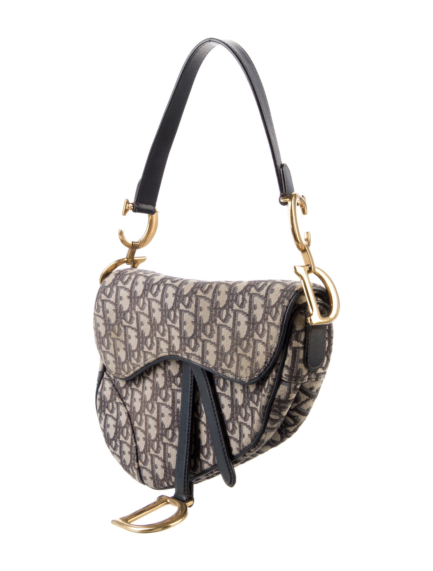 Christian Dior Oblique Jacquard Saddle - Blue Shoulder Bags