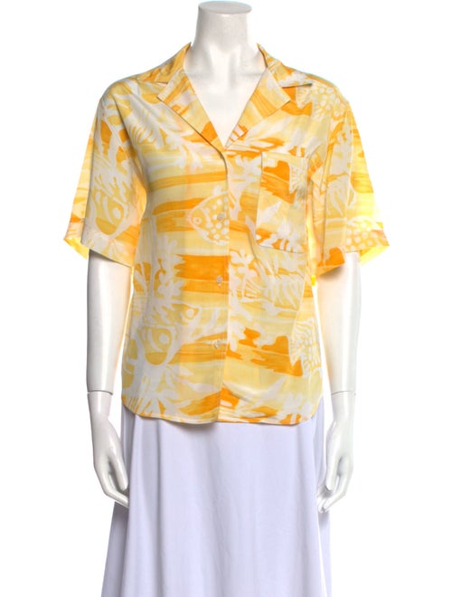 Christian Dior Printed V-Neck Button-Up Top