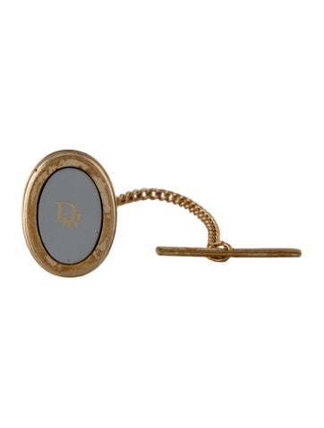 Christian Dior Tie Pins and Clips Vintage CD Pin with Chain