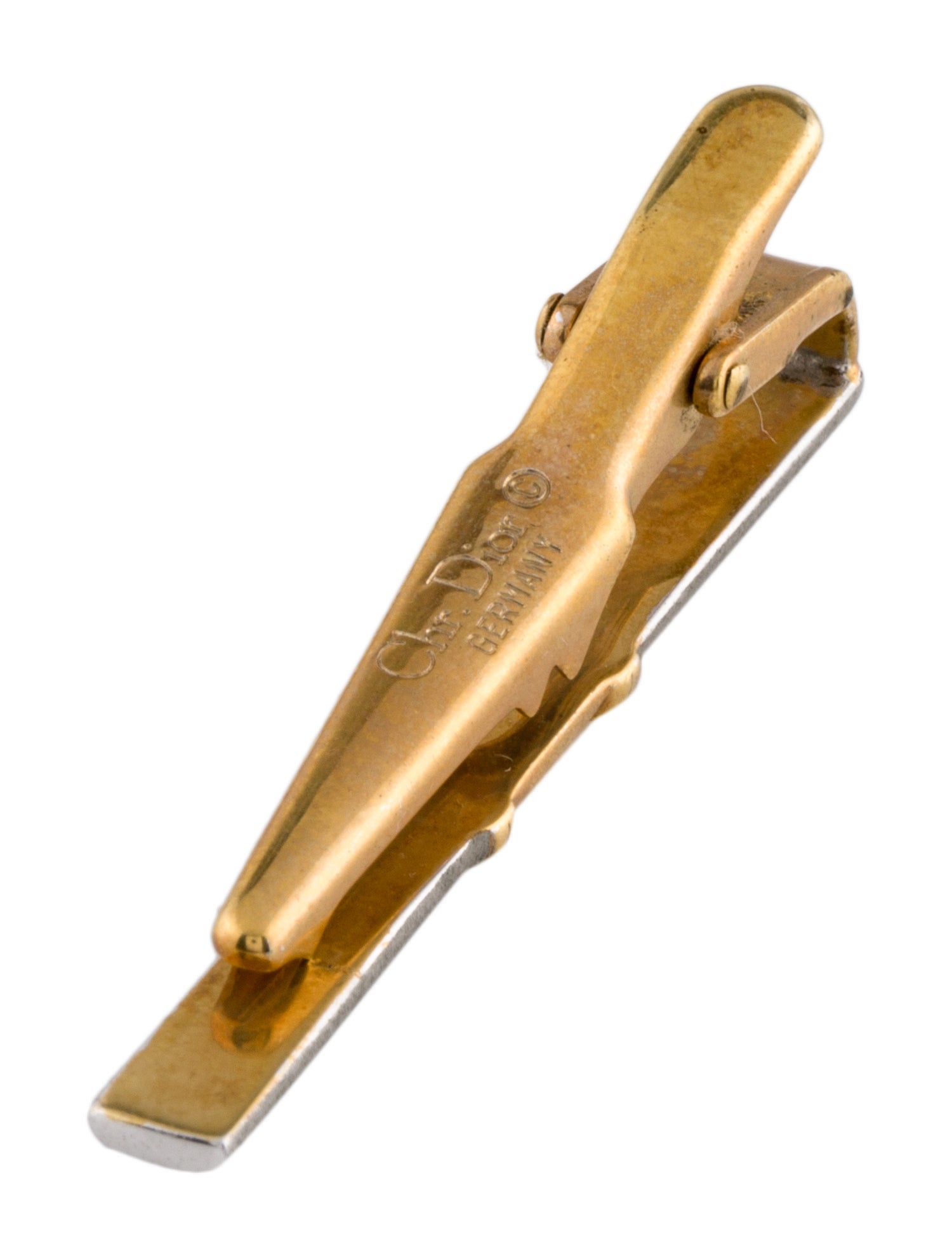Christian Dior Vintage Two-Tone Logo Tie Clip