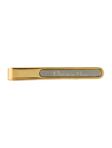 Christian Dior Tie Pins and Clips Vintage Two-Tone Logo Clip