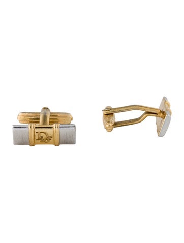 Christian Dior Vintage Two-Tone Logo Cufflinks