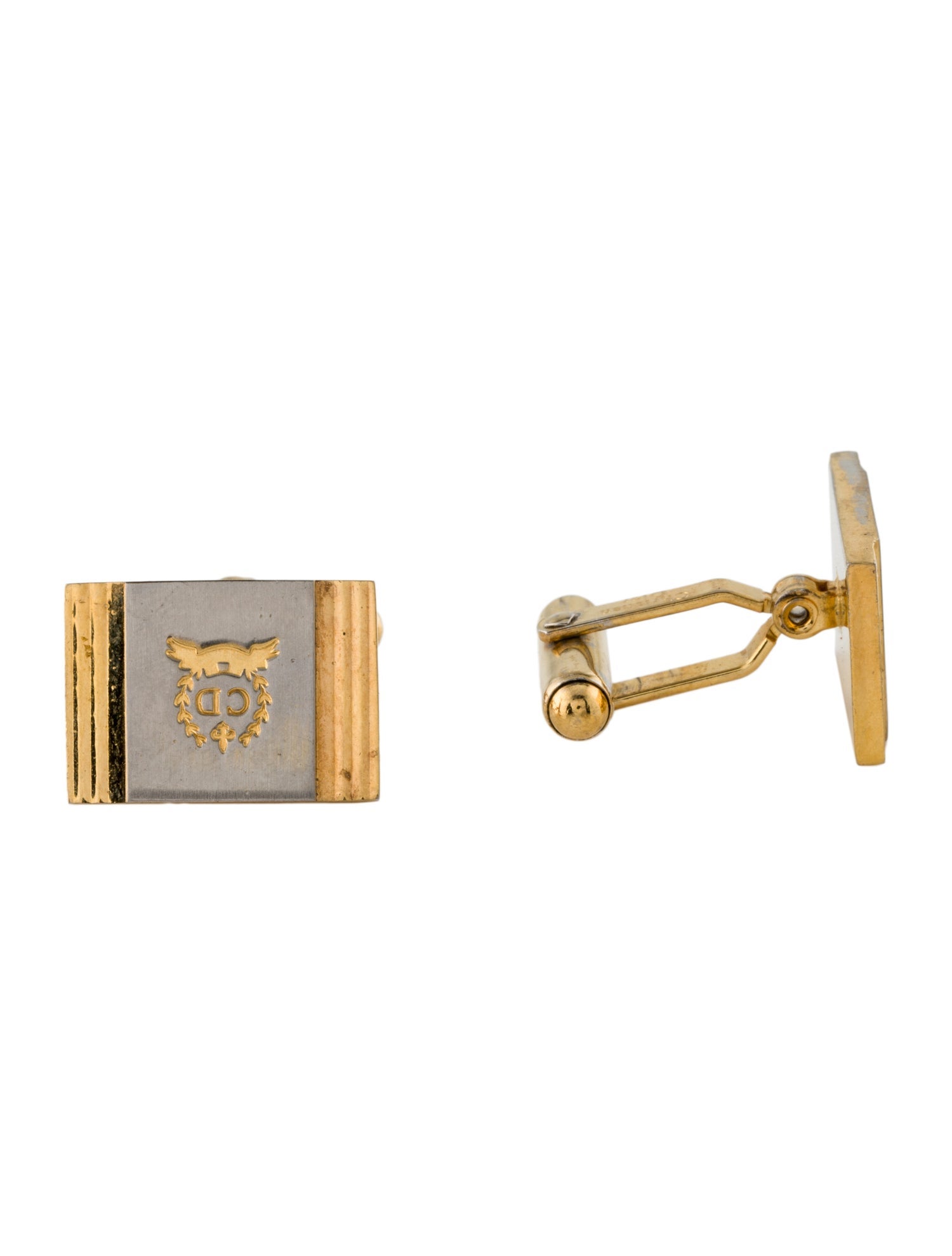 Christian Dior Vintage Two-Tone Logo Cufflinks