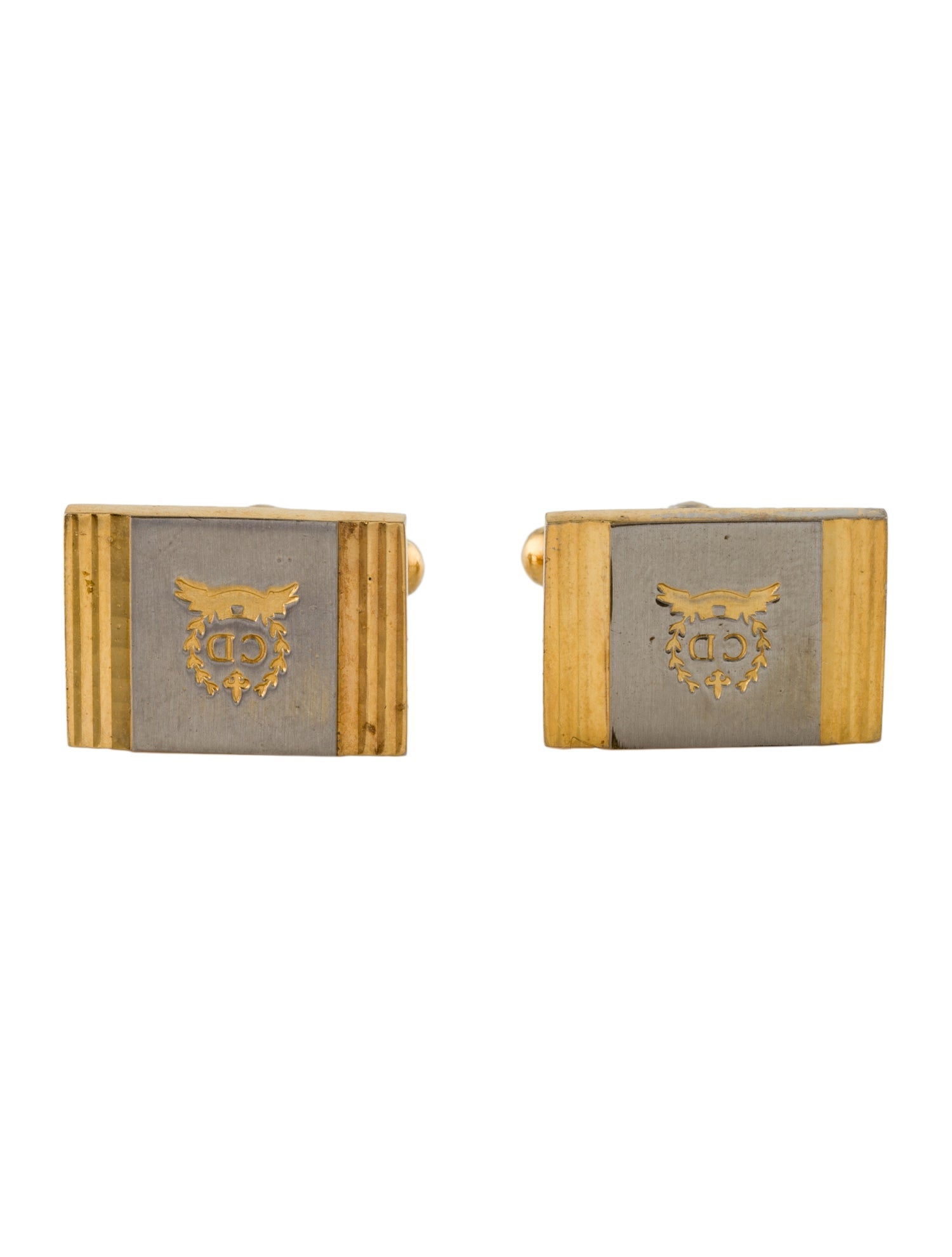 Christian Dior Vintage Two-Tone Logo Cufflinks