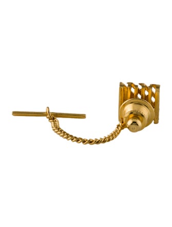 Christian Dior Vintage Square Tie Pin w/ Chain