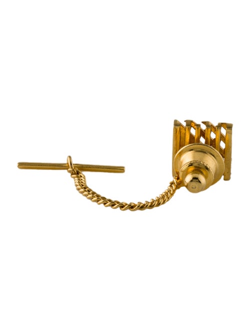 Christian Dior Vintage Square Tie Pin w/ Chain