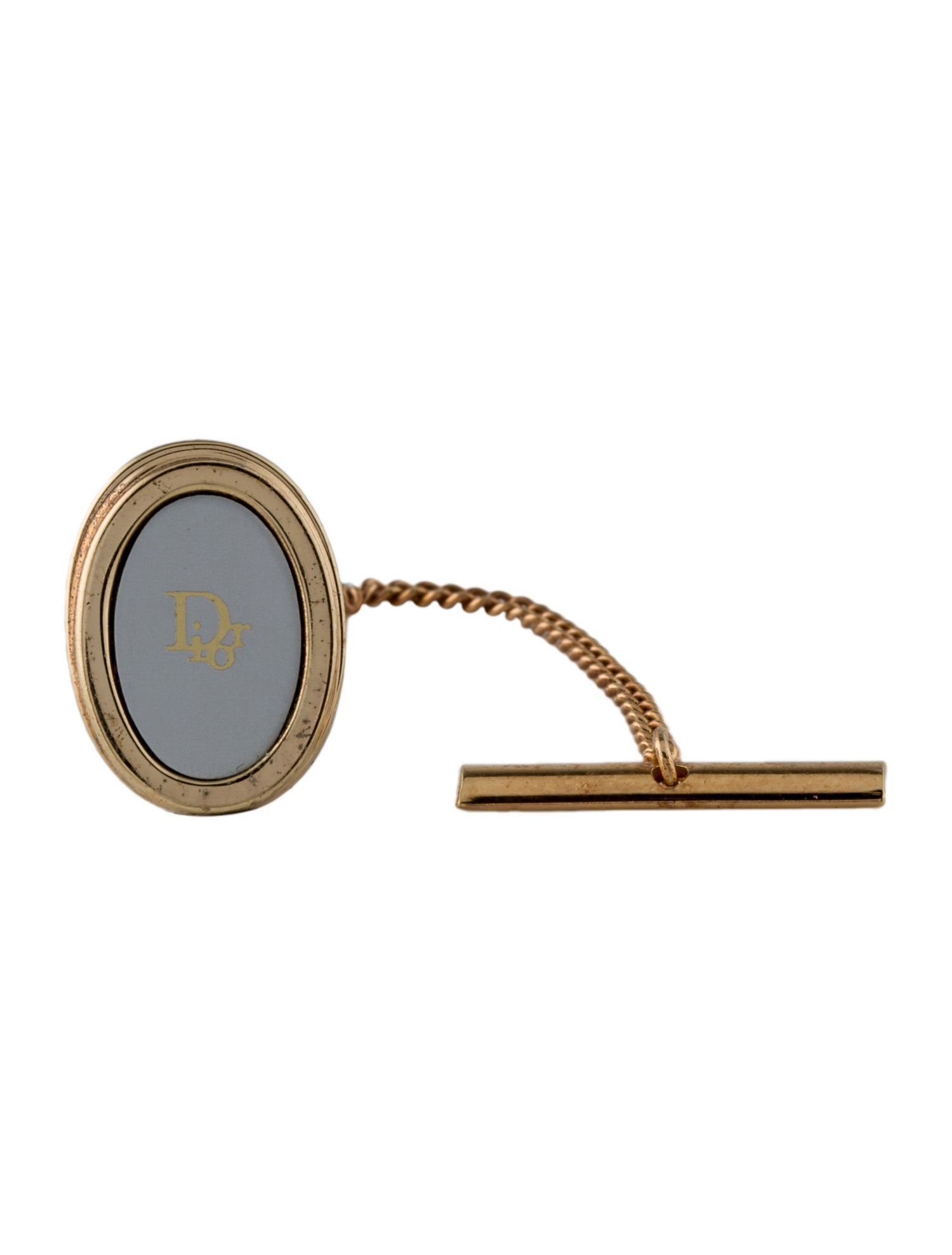 Christian Dior Vintage CD Tie Pin with Chain