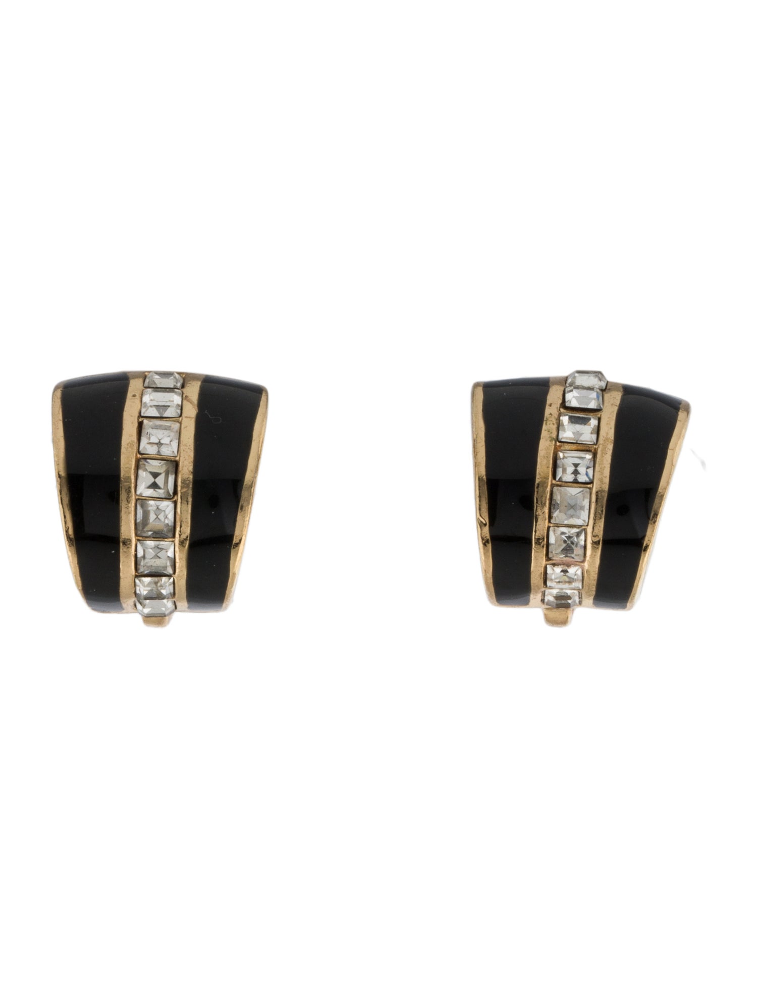 Christian Dior Vintage Crystal & Enamel Clip-On Earrings