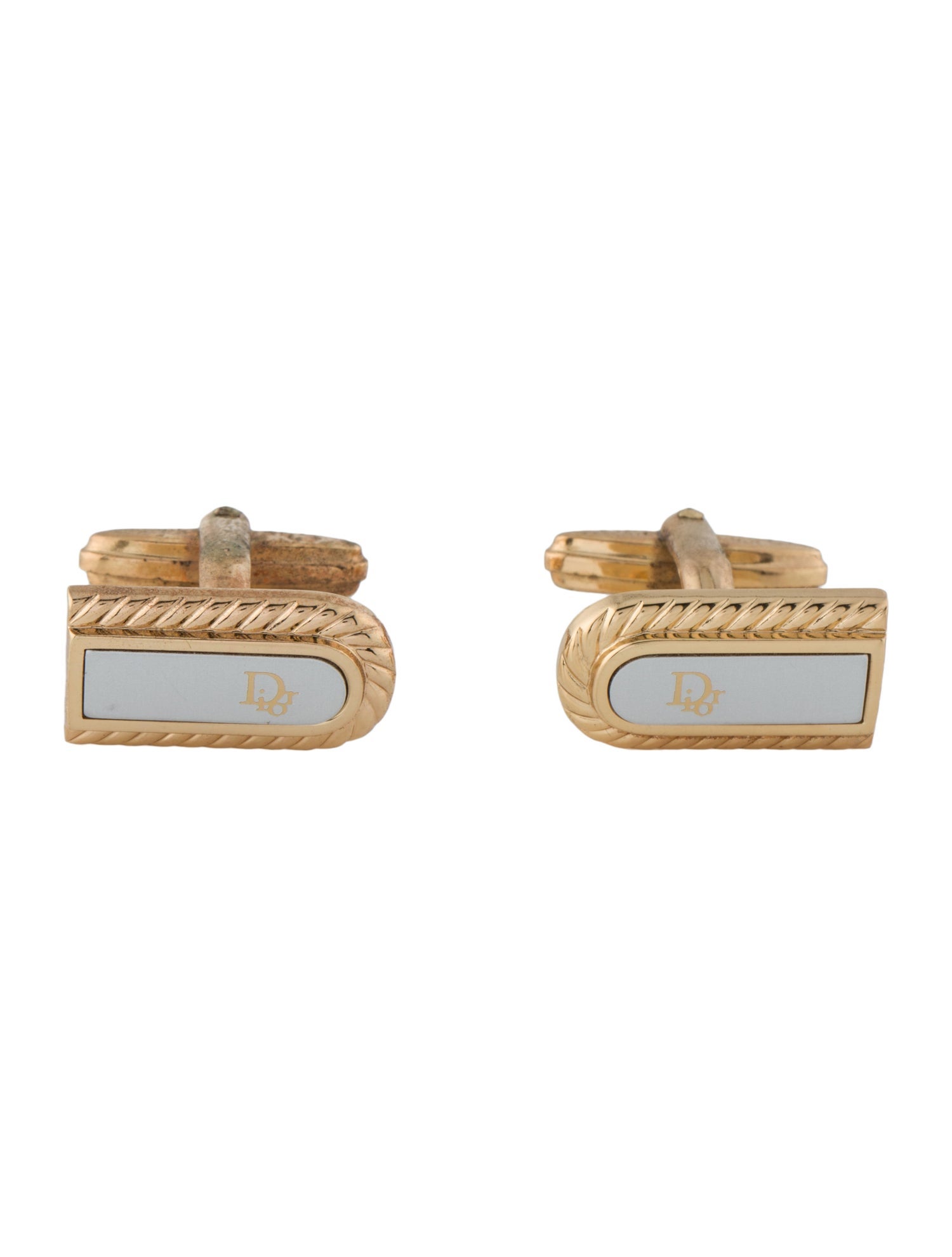 Christian Dior Vintage Two-Tone Logo Cufflinks