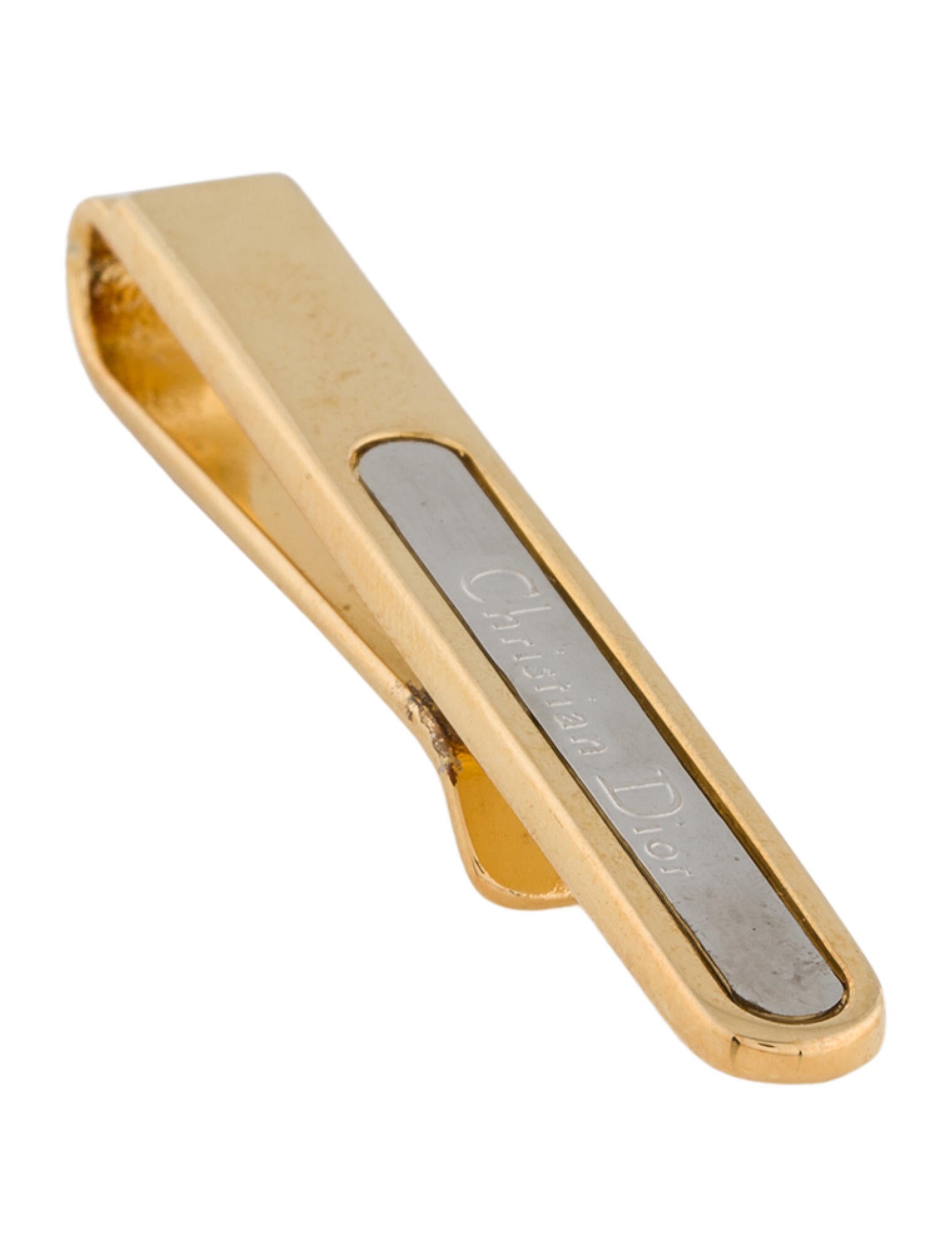 Christian Dior Vintage Two-Tone Logo Tie Clip