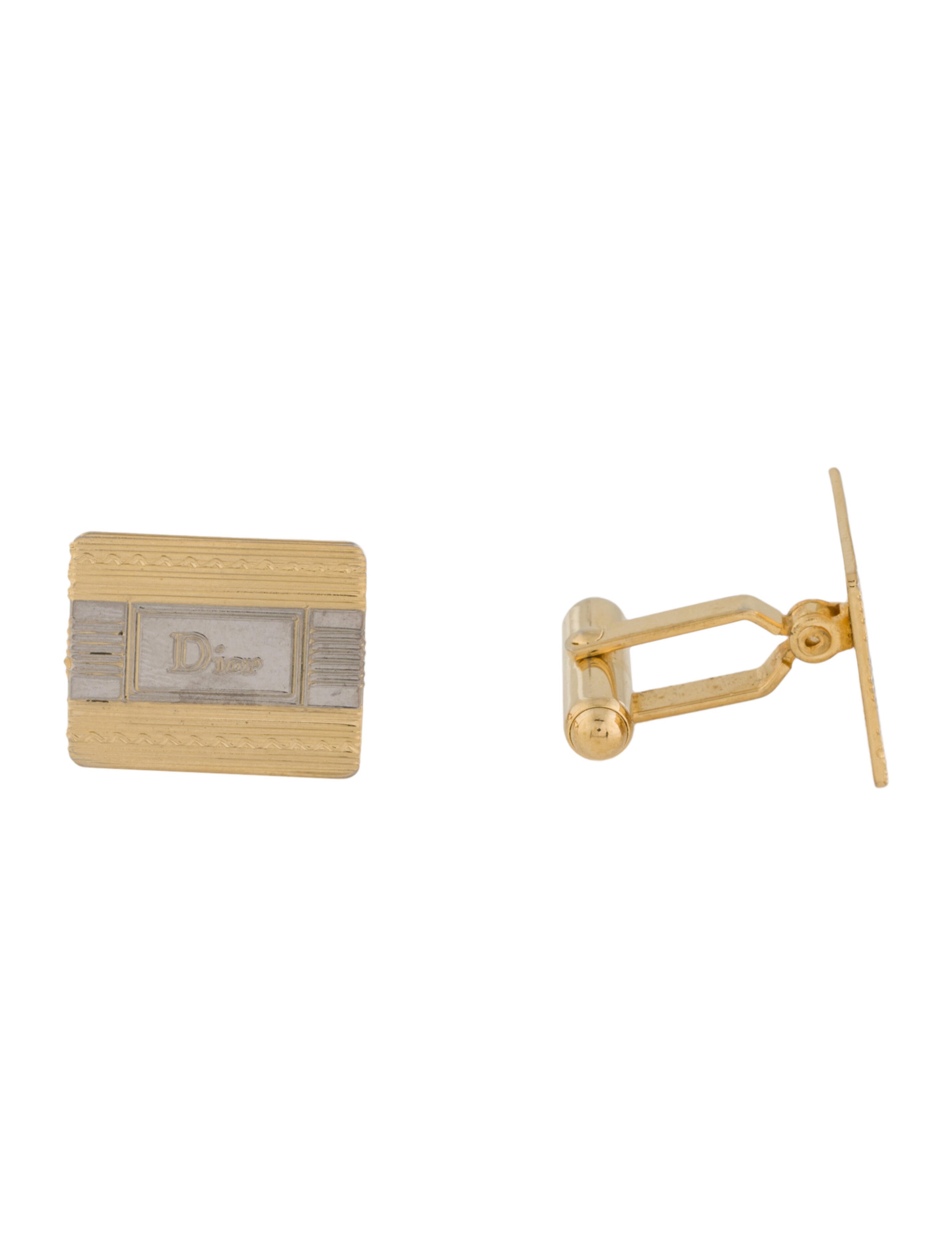 Christian Dior Vintage Two-Tone Logo Cufflinks