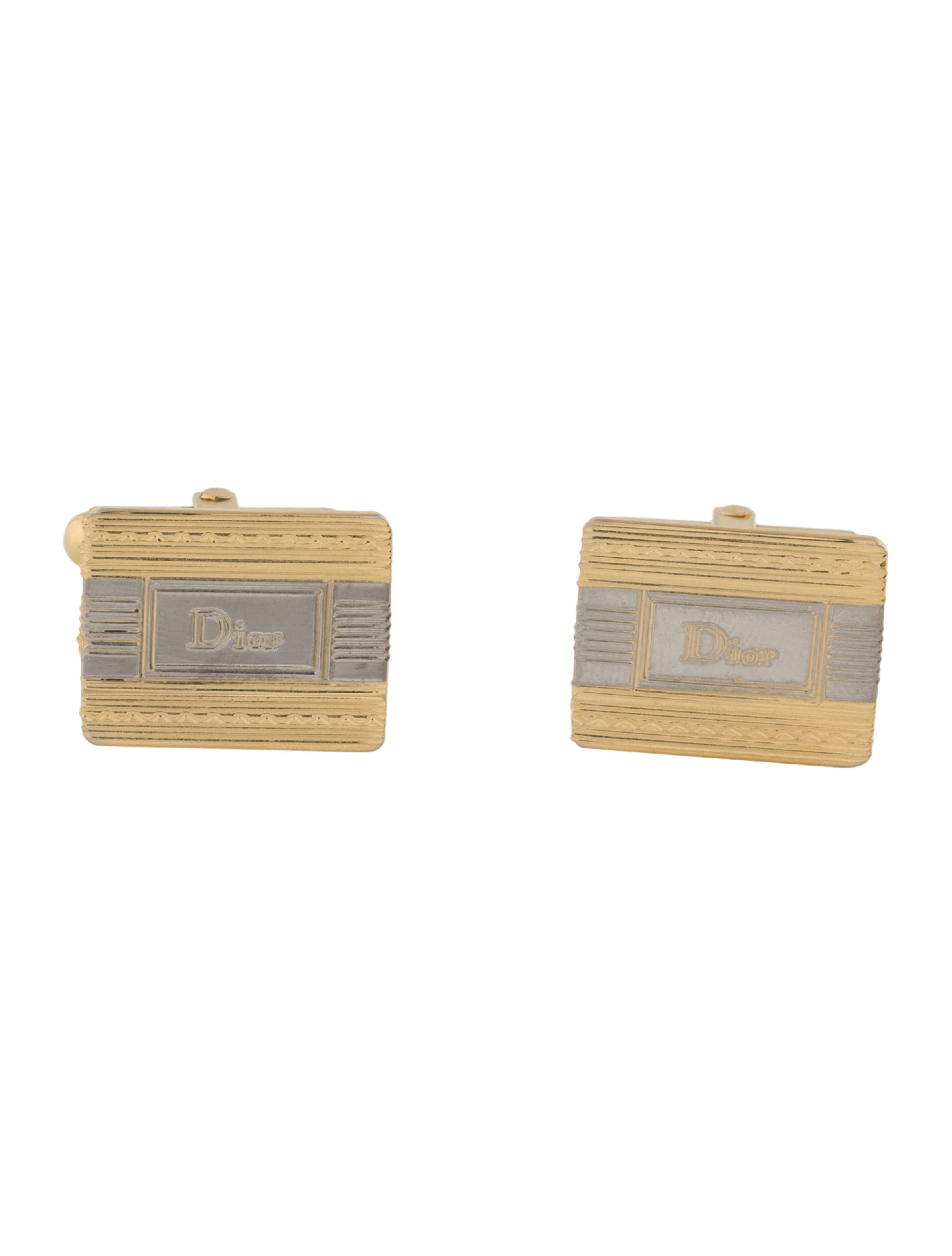 Christian Dior Vintage Two-Tone Logo Cufflinks
