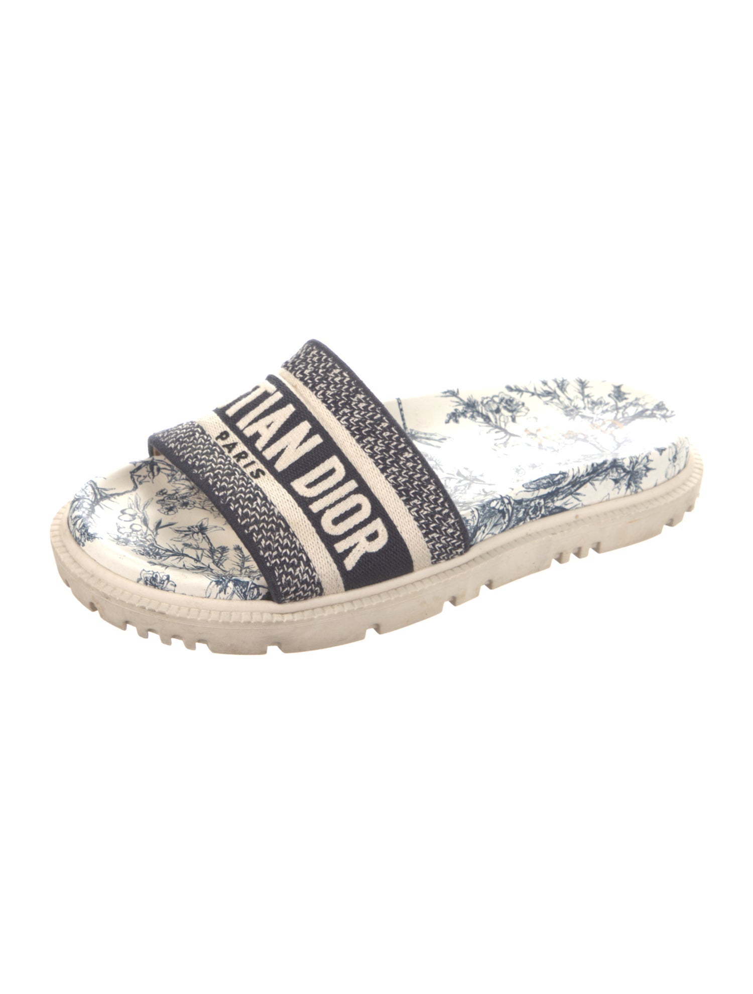 Christian Dior 2021 Toile de Jouy Embroidered Dway Slides