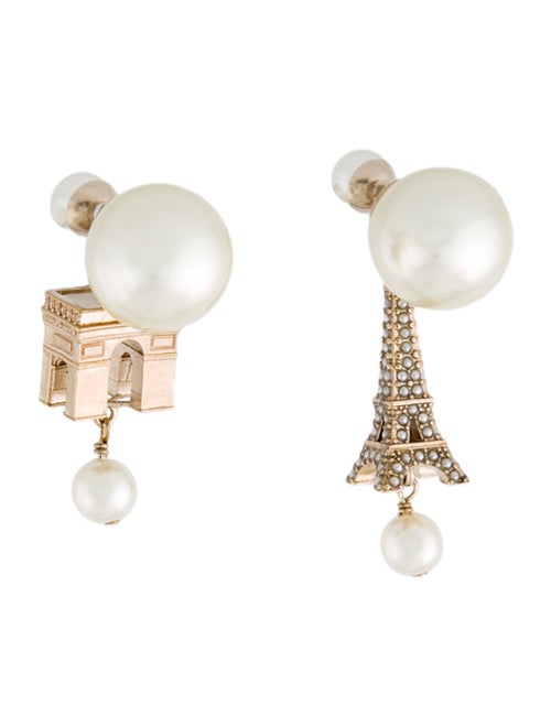 Christian Dior Faux Pearl Tribales Earrings w/ Plan de Paris Gift Box
