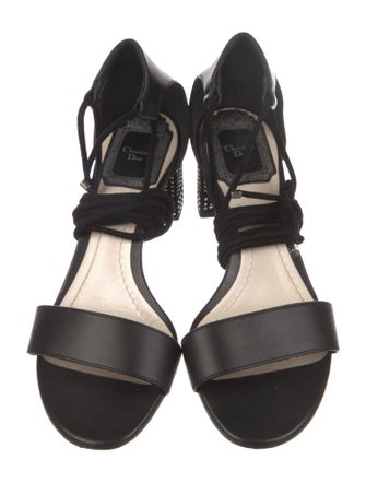Christian Dior Leather Crystal Embellishments Sandals
