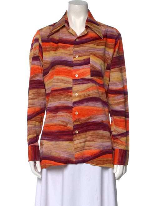 Christian Dior Striped Long Sleeve Button-Up Top