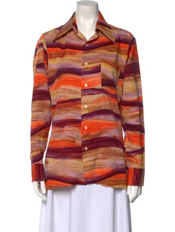 Christian Dior Tops Striped Long Sleeve Button-Up Top M