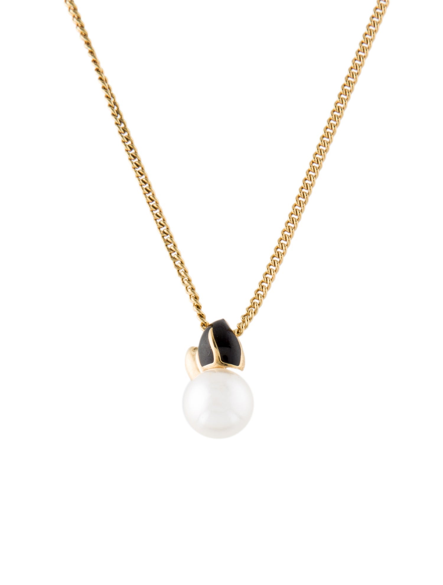 Christian Dior Vintage Faux Pearl & Enamel Pendant