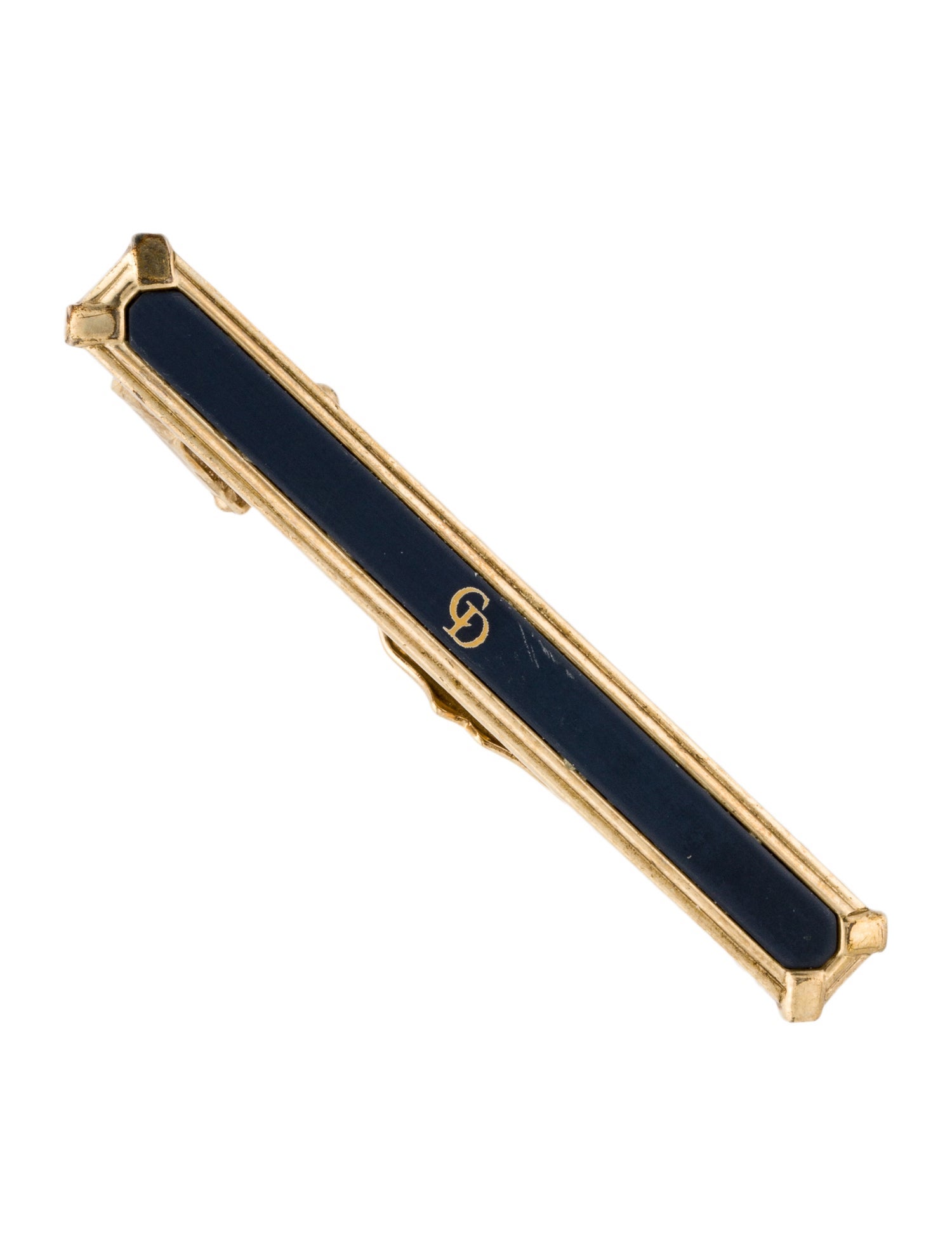Christian Dior Vintage Enamel Logo Tie Clip
