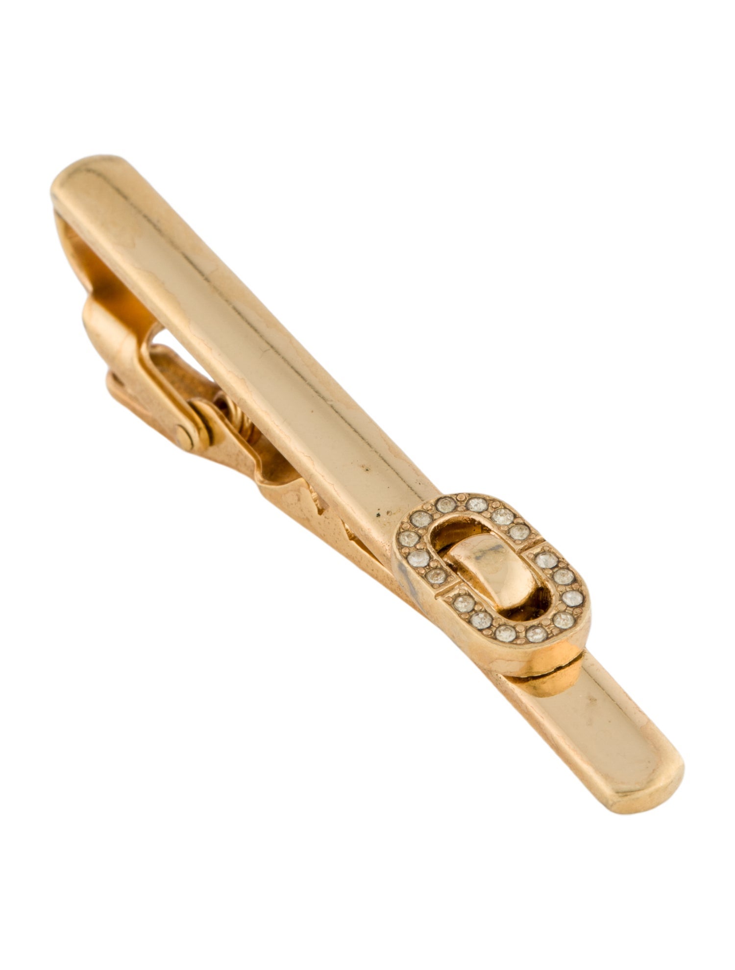 Christian Dior Vintage Crystal CD Tie Clip