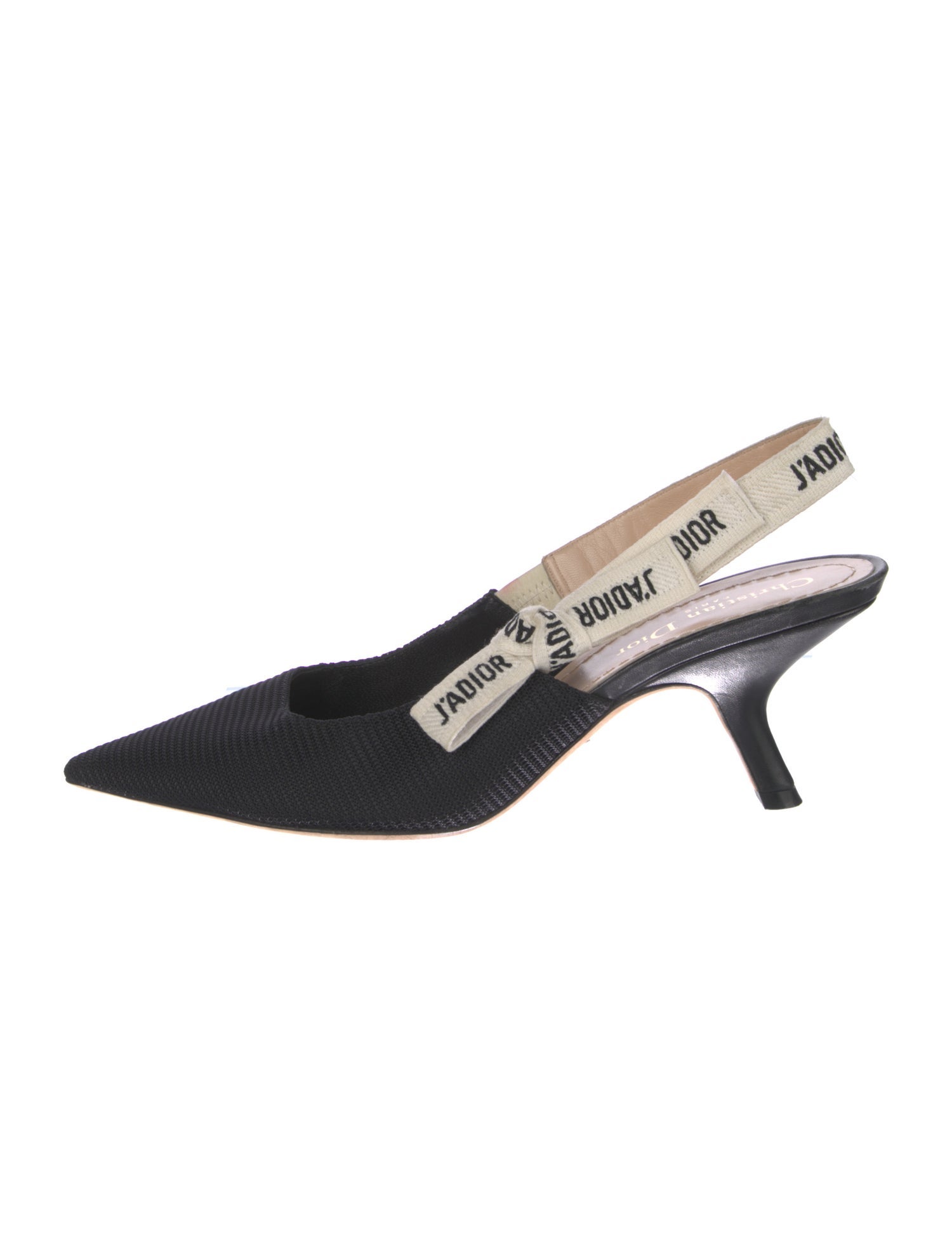 Christian Dior Graphic Print Bow Accents Slingback Pumps - Black Pumps