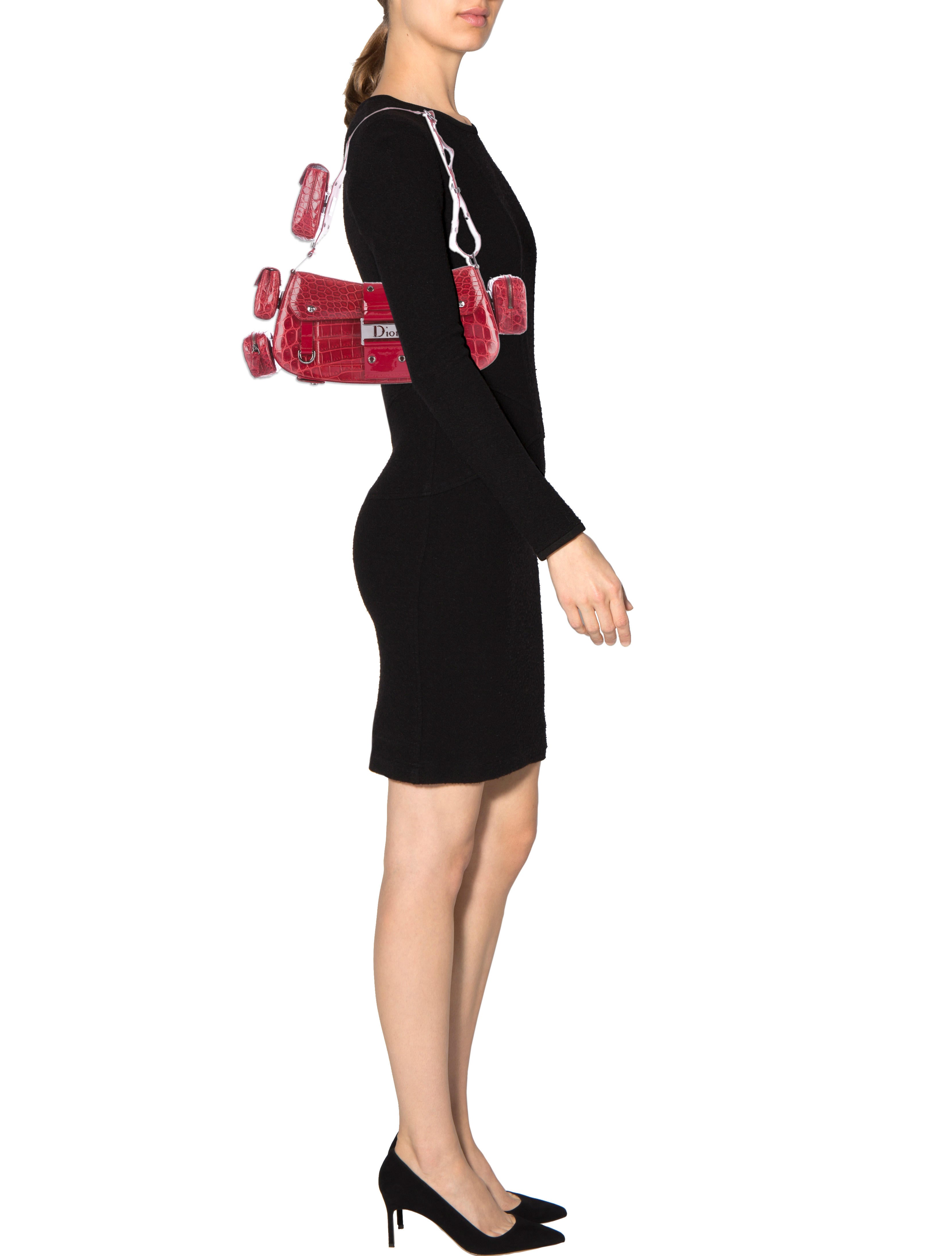 Christian Dior Crocodile Street Chic Columbus Bag - Red Shoulder