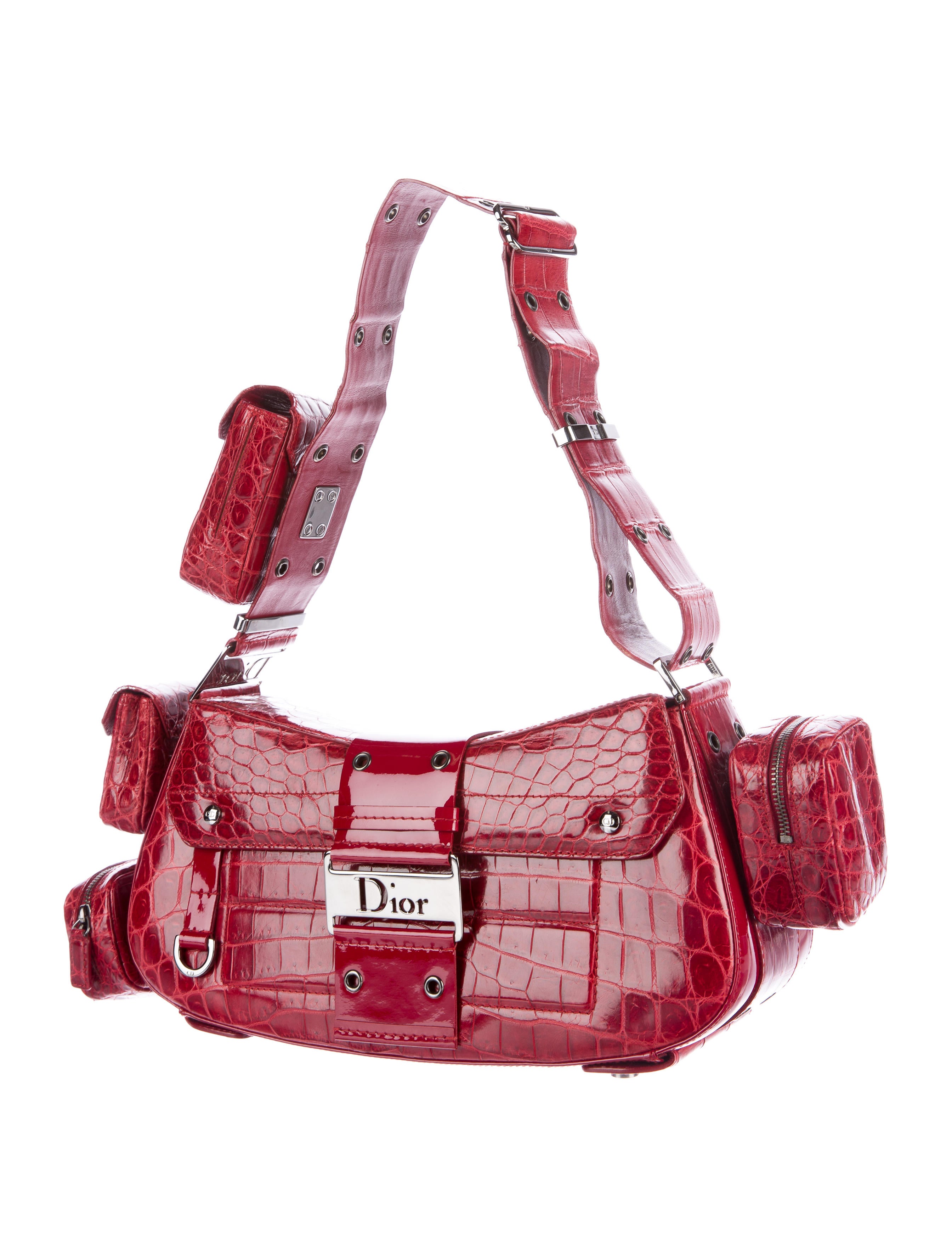Christian Dior Crocodile Street Chic Columbus Bag - Red Shoulder