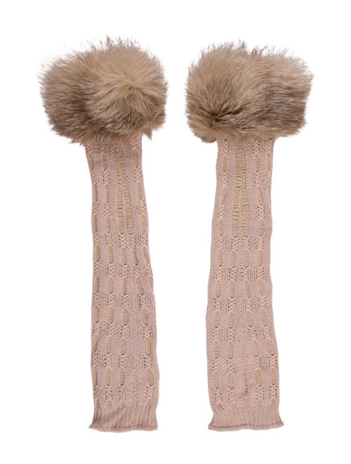Christian Dior Cashmere Fur-Trimmed Arm Warmers