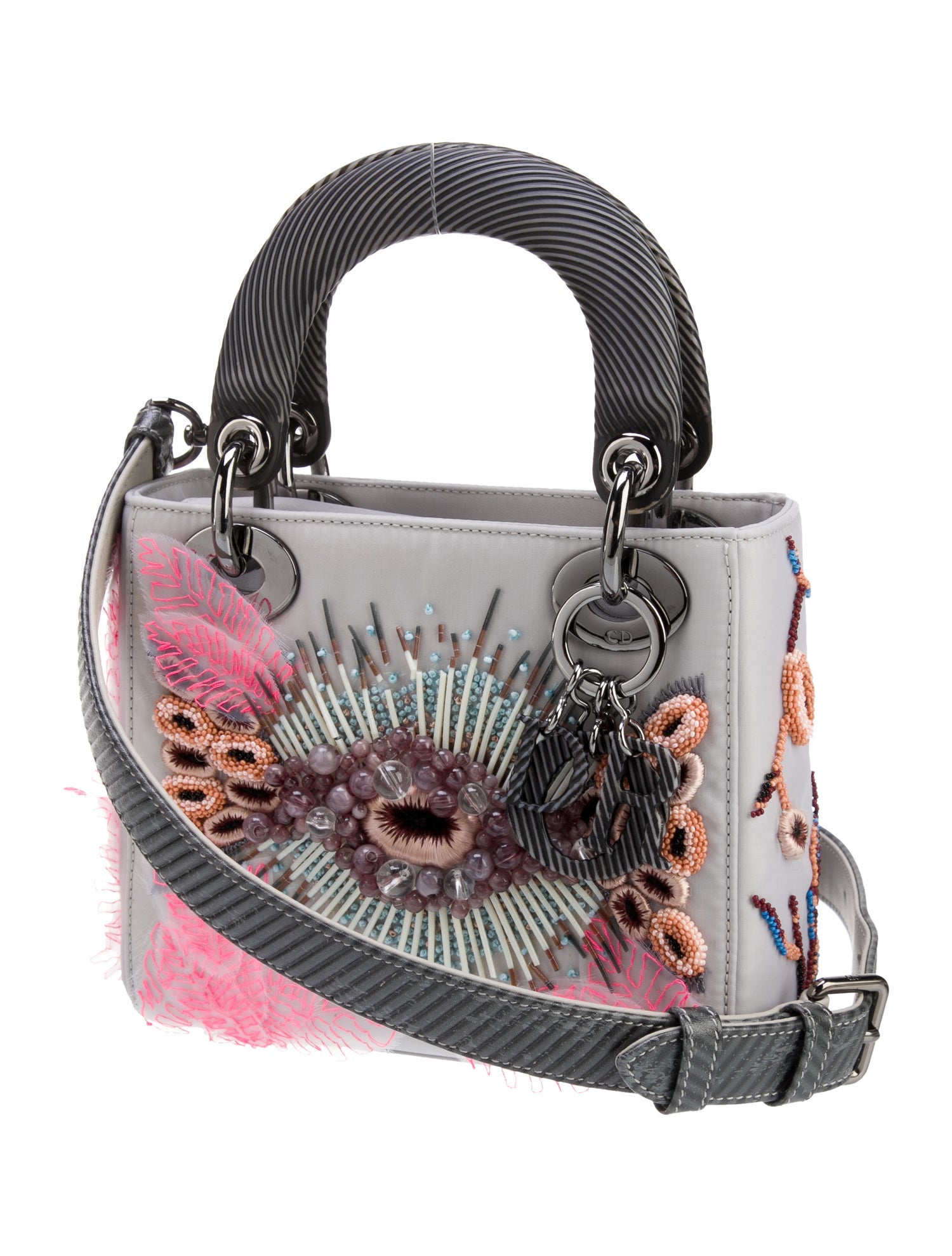 Christian Dior Nylon Lady Dior Mini - Grey Handle Bags, Handbags