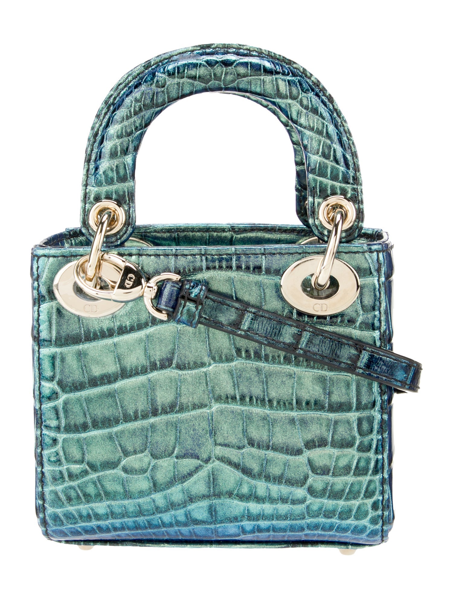 Christian Dior Crocodile Lady Dior Micro - Blue Mini Bags