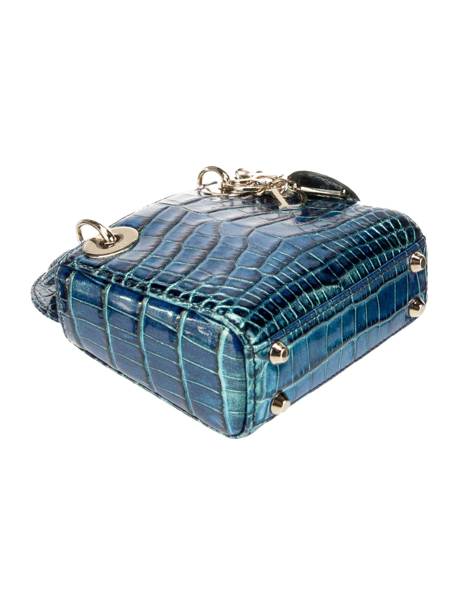 Christian Dior Crocodile Lady Dior Micro - Blue Mini Bags
