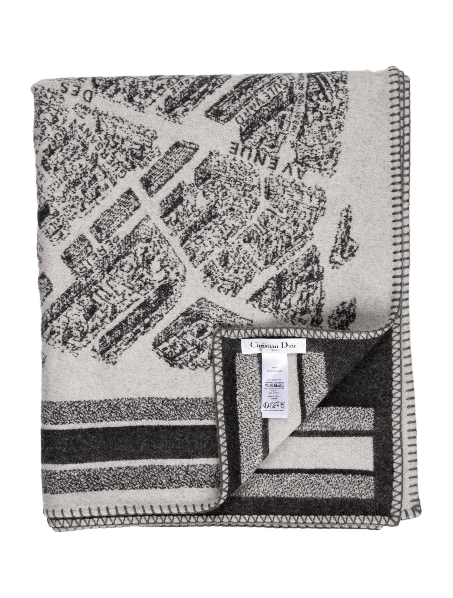 CHRISTIAN DIOR♦PLAN DE PARIS ショール Plan de Paris Shawl Black and White Cashmere | DIOR