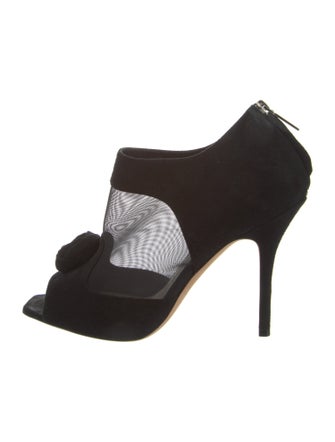 Christian Dior Suede Mesh Accents Lace-Up Boots